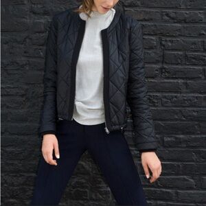 LOFT Black Quilted Bomber Jacket size XS
